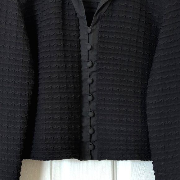 Rayure Paris 90's Vintage Textured Long Sleeve Button Down Cropped Top Black L - Picture 6 of 10